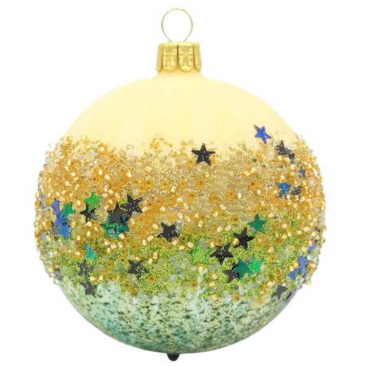 Glaskugel GALAXY creme grün 8cm