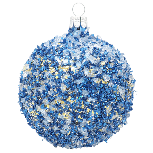 Glaskugel TWINKLE blau gold 8cm