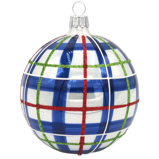 Glaskugel DUBLIN weiß blau 8cm