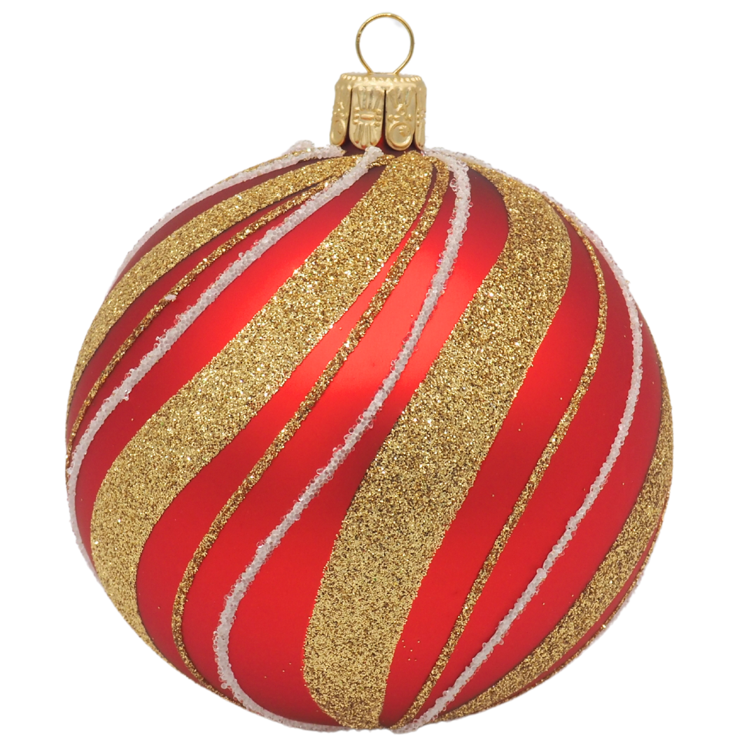 Glaskugel CANDYCANE rot 8cm