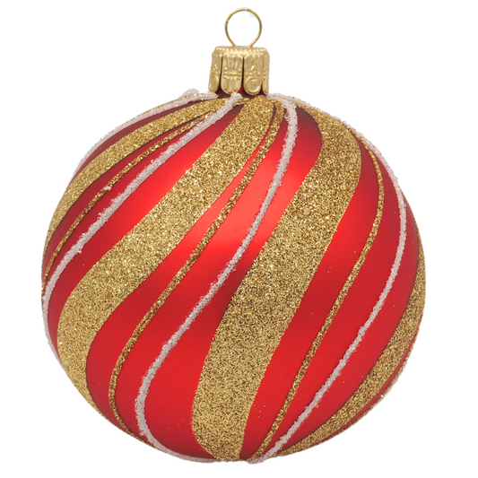 Glaskugel CANDYCANE rot 8cm