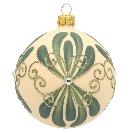 Glaskugel BUTTERFLY creme 8cm