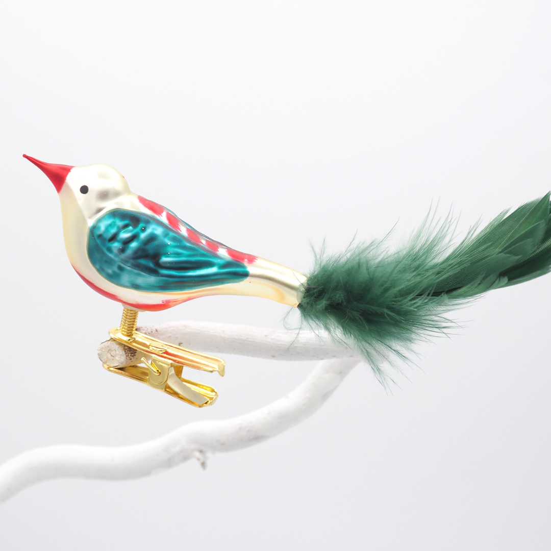 Glasvogel klein VINTAGE creme grün