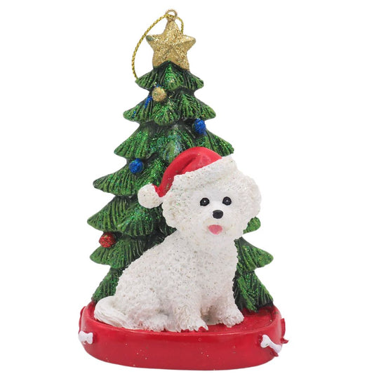 Acrylanhänger BICHON FRISE mit Tanne