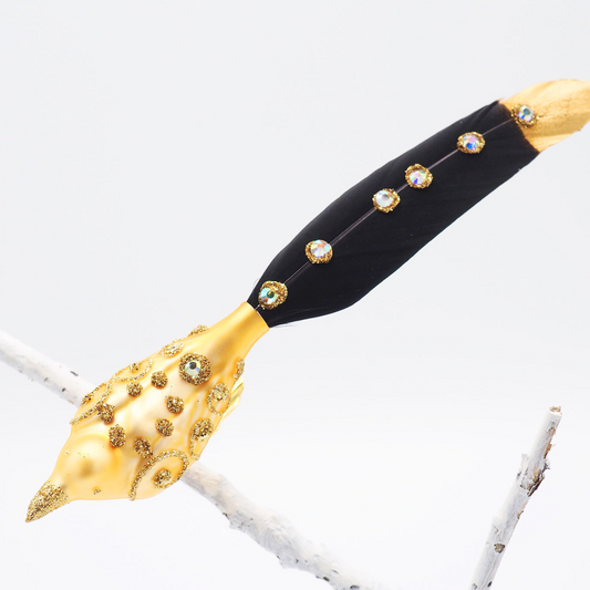 Glasvogel klein ORIELLE gold schwarz