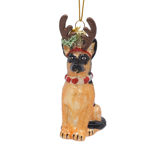 Schäferhund mit Geweih