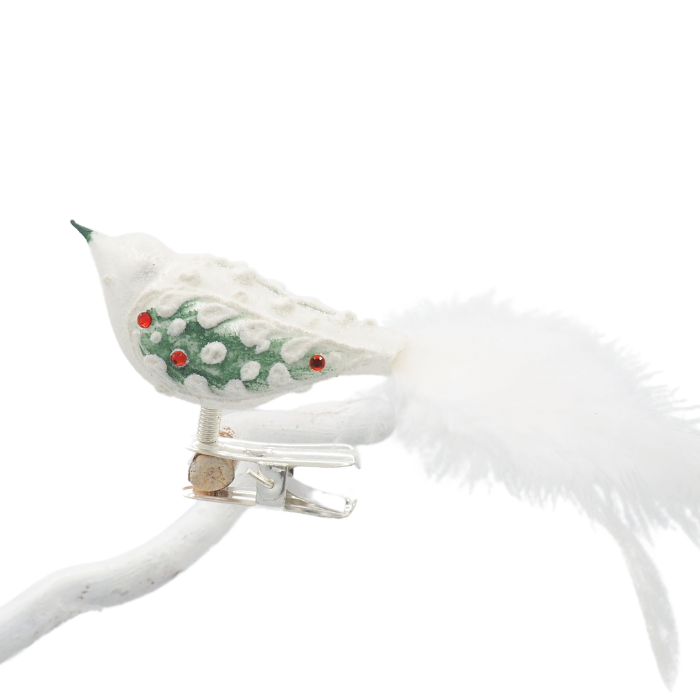 Glasvogel klein NOEL weiss