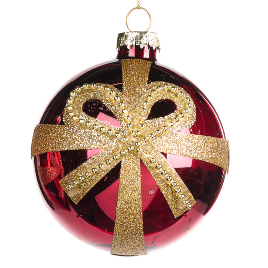 Schleife Rot Gold · 8 cm