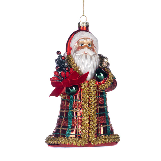 Weihnachtsmann Prunkmantel Rot Grün Gold · 16,5 cm