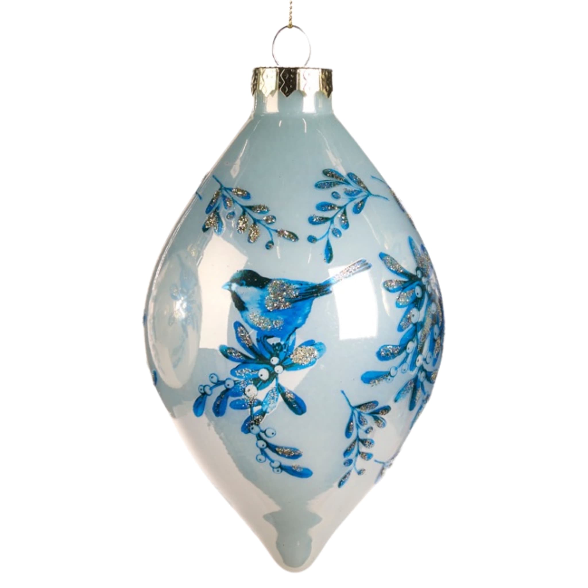 Zapfen Blüten & Vögel Blau Weiss · 10 cm